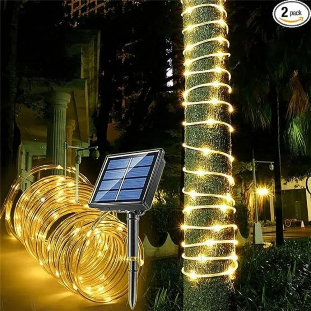 Solar Rope Lights Outdoor Waterproof LED String Lights for Garden Tree Decor